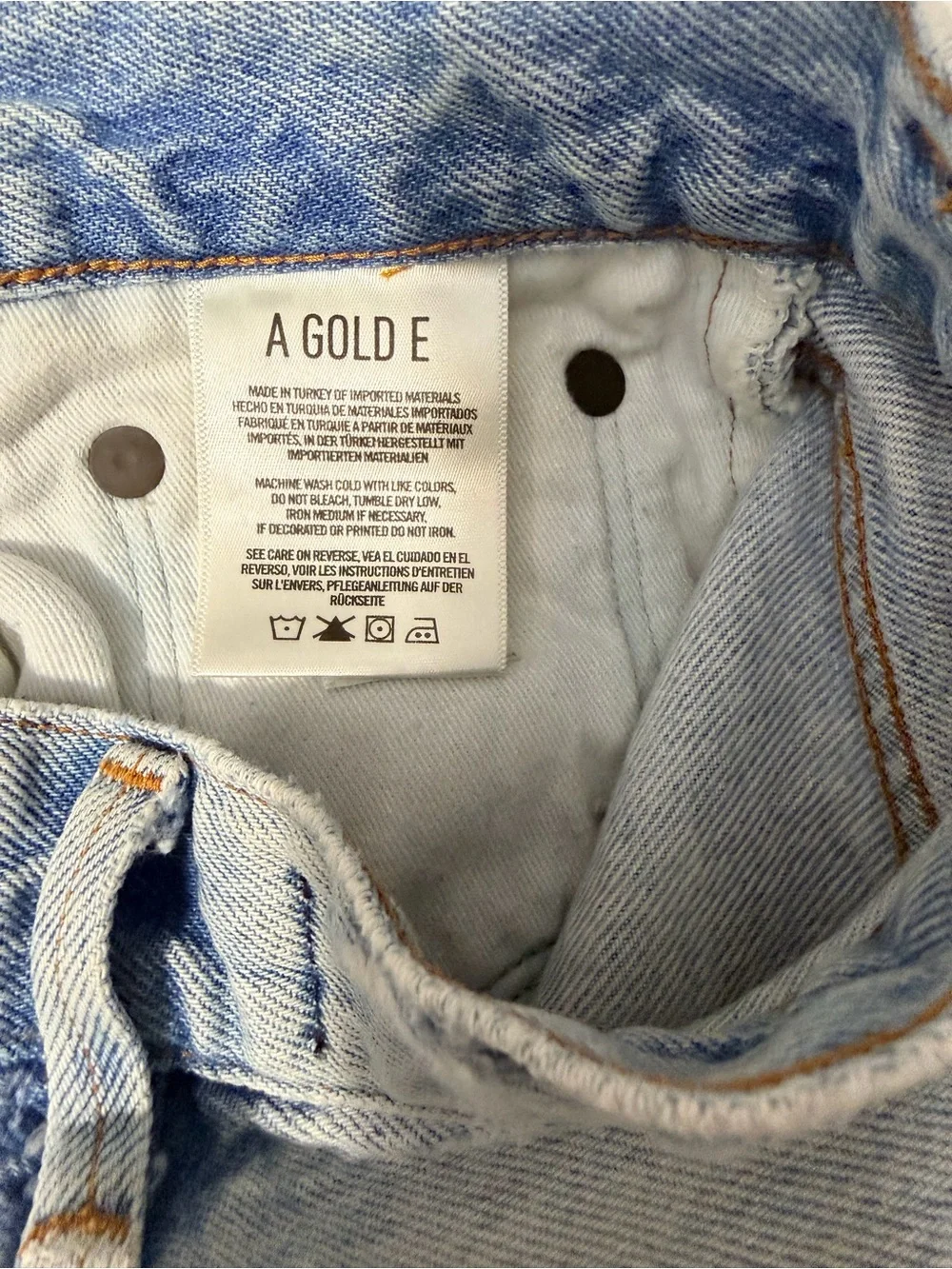 Agolde Light Blue High-Rise Distressed Denim Shorts